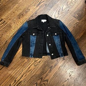 Frame Denim Block Jacket in Black & Blue sz M